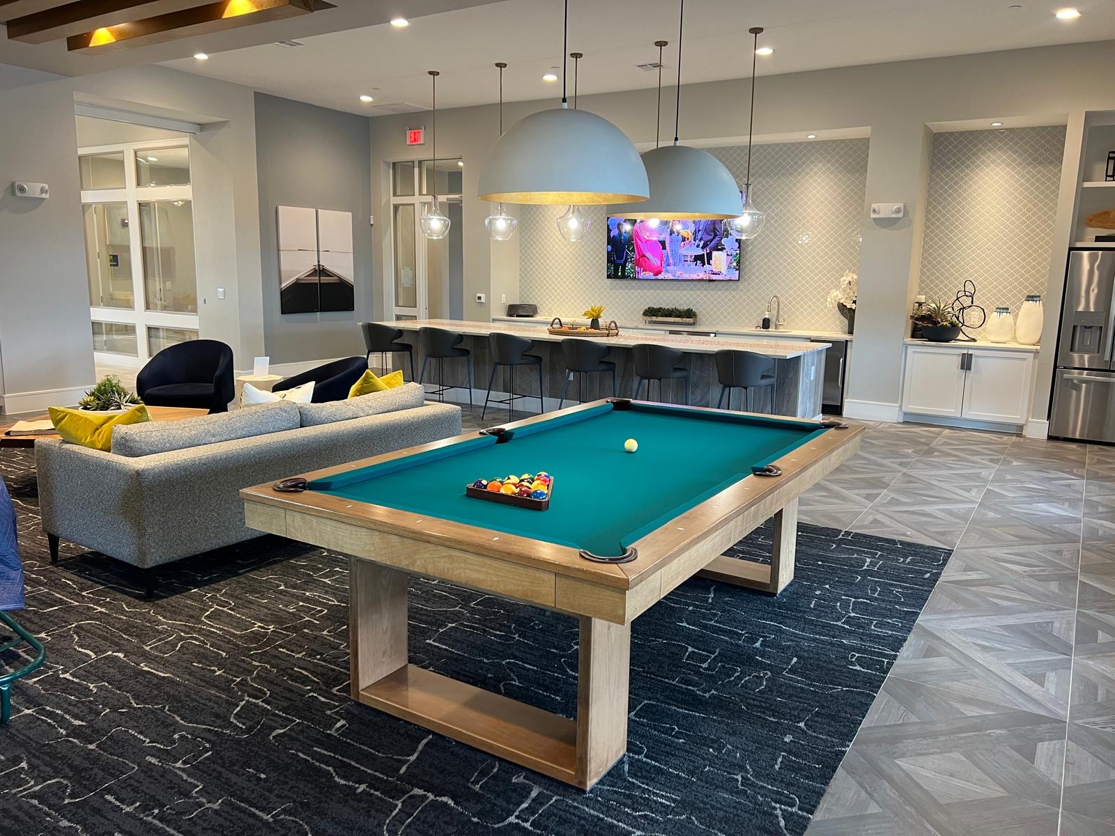 Apartment clubhouse pool table