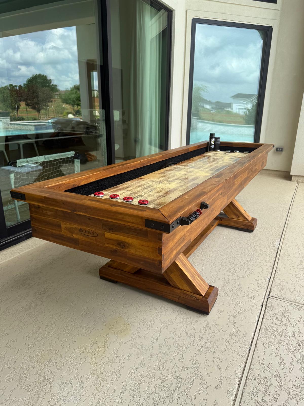 Outdoor shuffleboard installation